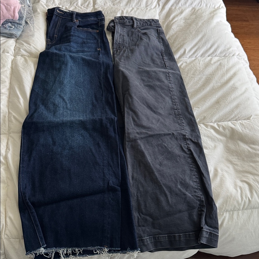 Women's Denim and Charcoal Wide Leg Jeans